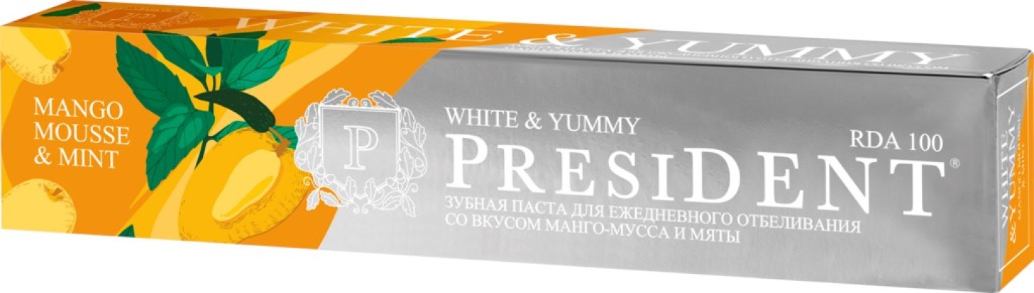 PRESIDENT PROFI White & Yummy (манго-мусс с мятой) - зубная паста (75мл), PRESIDENT DENTAL / Германия