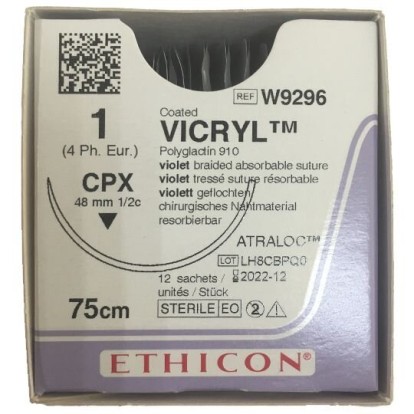 Викрил Vicryl - шовный материал № 1 /код W9431/ Ethicon