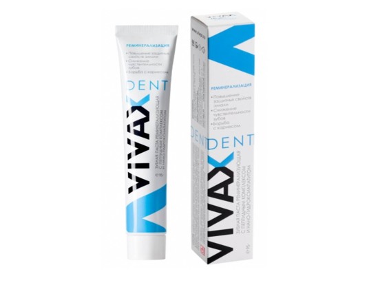 VIVAX Dent - зубная паста реминерализующая с активным пептидным комплексом, синяя (95мл), VIVAX Dent / Россия