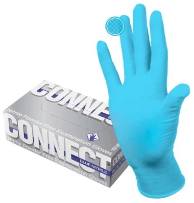 Перчатки CONNECT BLUE NITRILE нитриловые, L  текстурированные   (50пар)