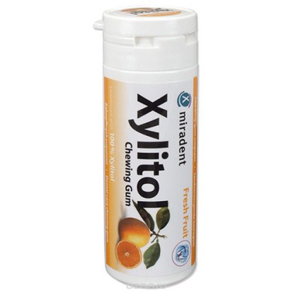 Ксилитол / Xylitol Chewing Gum - жевательная резинка с ксилитом, свежие фрукты (30г), Miradent / Германия
