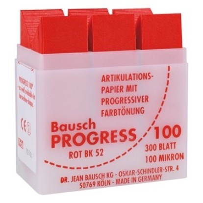 Артикуляционная бумага Bausch BK 52 - прямая, красная (100мкм, 300шт), Bausch / Германия